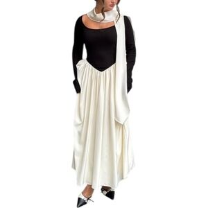 THE BEKK The Claire Scarf Dress - Black & Cream Long Sleeve Maxi Dress sz XS